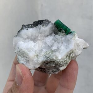 Emerald on calcite matrix