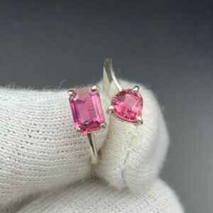 Rubellite Tourmaline Handmade Silver Ring for Women — Natural Gemstone Ring