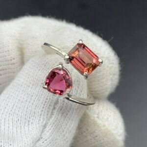 Sunset Tourmaline Handmade Silver Ring for Women with Rubellite Tourmaline โ Natural Gemstone Ring