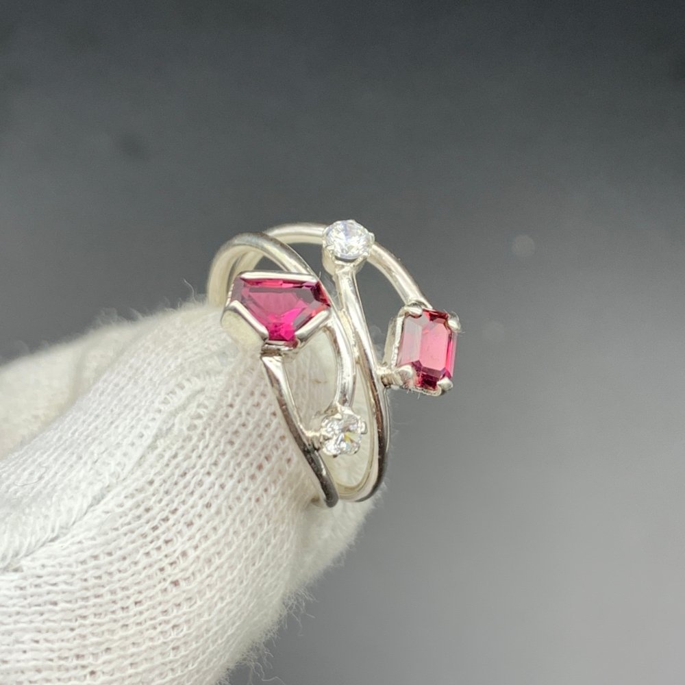 rubellite tourmaline silver ring for women