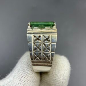 Tourmaline Handmade Silver Men's Ring — Natural Gemstone Ring