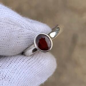 Garnet Handmade Silver Men's Ring — Natural Gemstone Ring