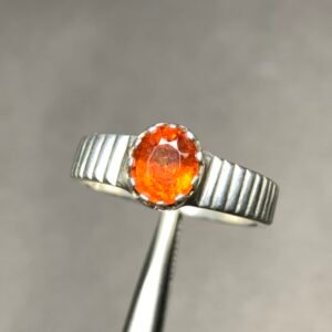 Spessartine Garnet Handmade Silver Men's Ring — Natural Gemstone Ring