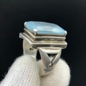 Aquamarine Handmade Silver Men's Ring — Natural Gemstone Ring