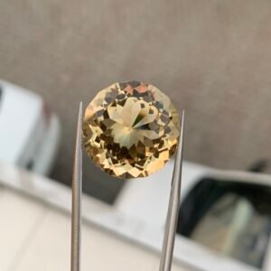 Yellow Citrine Round Brilliant Cut — Gorgeous 29 Ct Loose Quartz